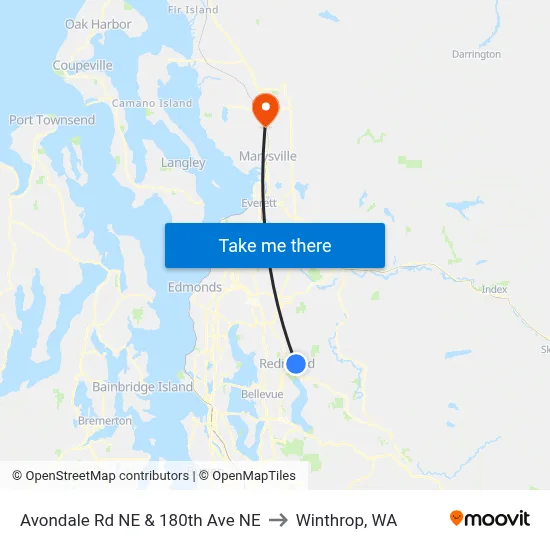 Avondale Rd NE & 180th Ave NE to Winthrop, WA map