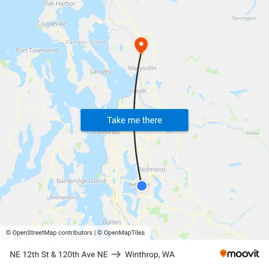 NE 12th St & 120th Ave NE to Winthrop, WA map