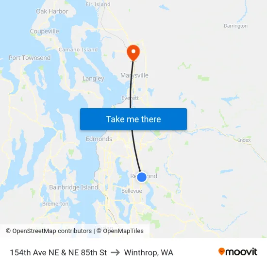 154th Ave NE & NE 85th St to Winthrop, WA map