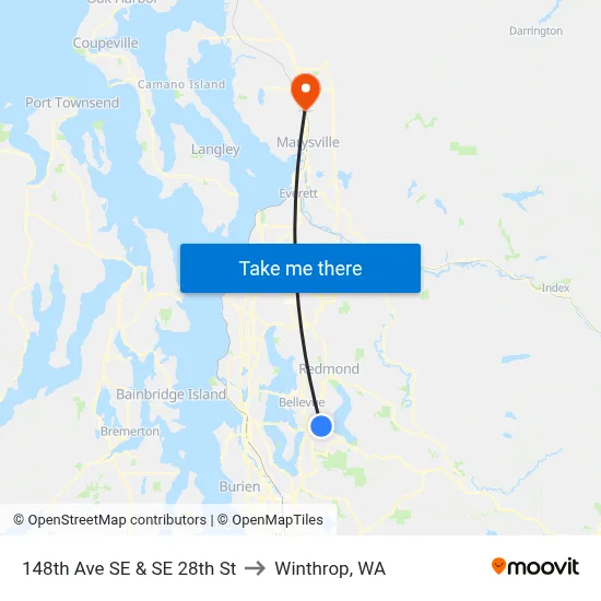 148th Ave SE & SE 28th St to Winthrop, WA map