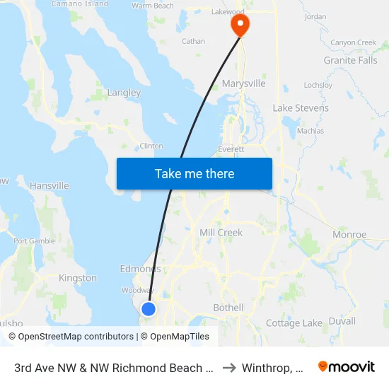 3rd Ave NW & NW Richmond Beach Rd to Winthrop, WA map