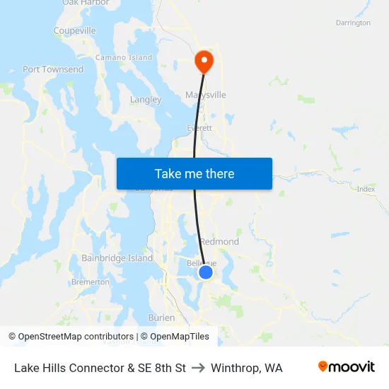 Lake Hills Connector & SE 8th St to Winthrop, WA map