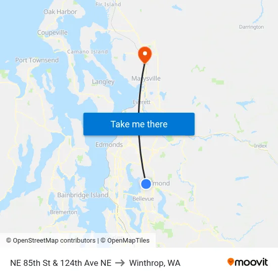 NE 85th St & 124th Ave NE to Winthrop, WA map