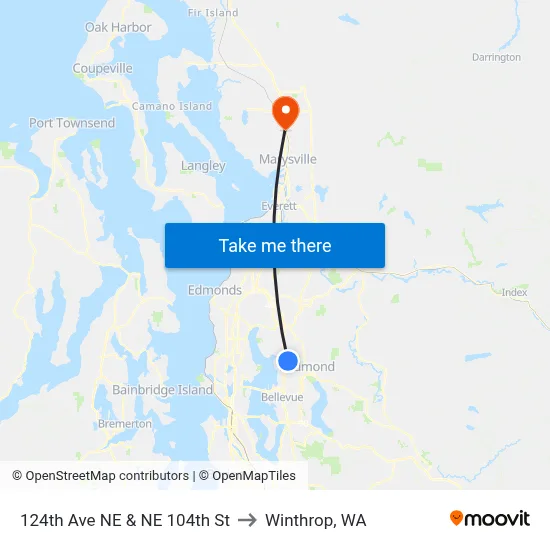 124th Ave NE & NE 104th St to Winthrop, WA map