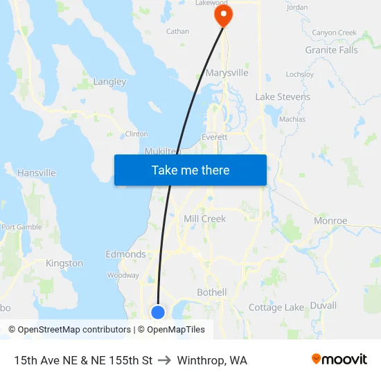 15th Ave NE & NE 155th St to Winthrop, WA map