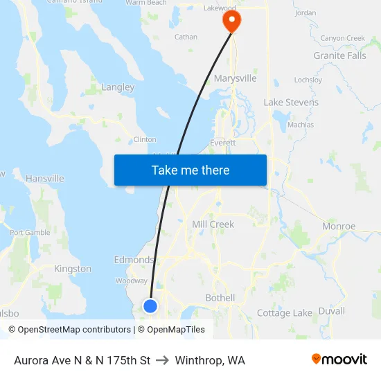 Aurora Ave N & N 175th St to Winthrop, WA map