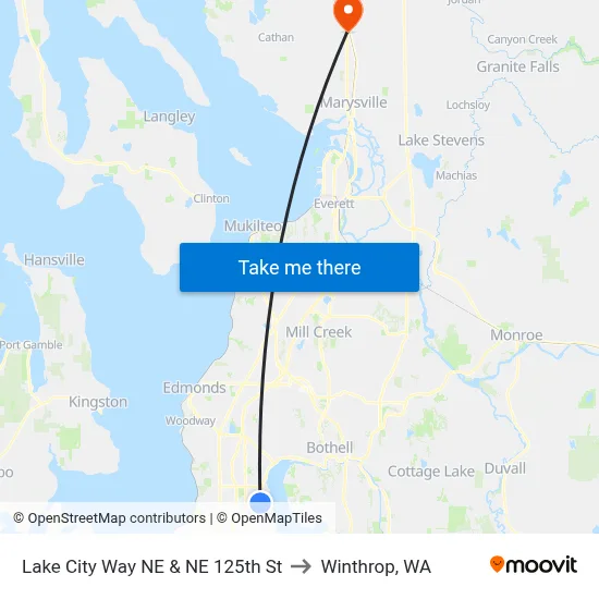 Lake City Way NE & NE 125th St to Winthrop, WA map