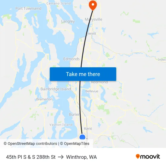 45th Pl S & S 288th St to Winthrop, WA map