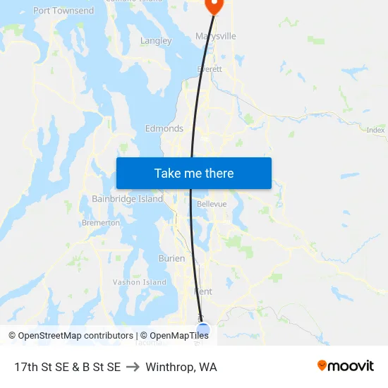 17th St SE & B St SE to Winthrop, WA map