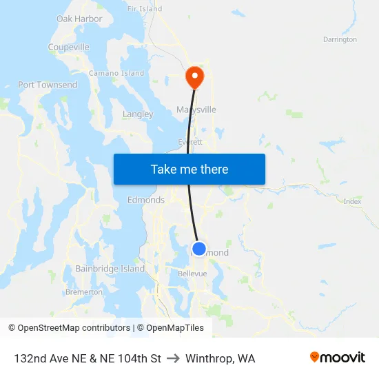 132nd Ave NE & NE 104th St to Winthrop, WA map