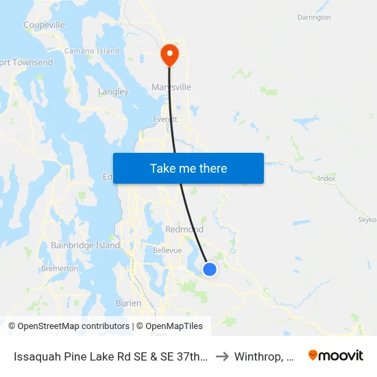 Issaquah Pine Lake Rd SE & SE 37th Pl to Winthrop, WA map