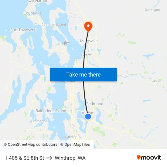 I-405 & SE 8th St to Winthrop, WA map