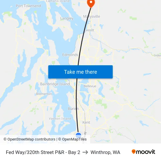Fed Way/320th Street P&R - Bay 2 to Winthrop, WA map