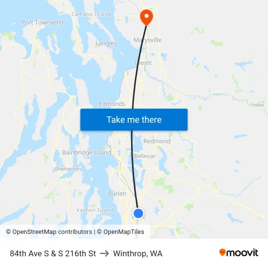 84th Ave S & S 216th St to Winthrop, WA map