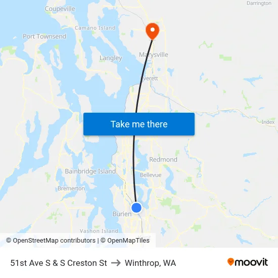 51st Ave S & S Creston St to Winthrop, WA map