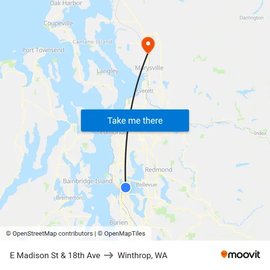 E Madison St & 18th Ave to Winthrop, WA map