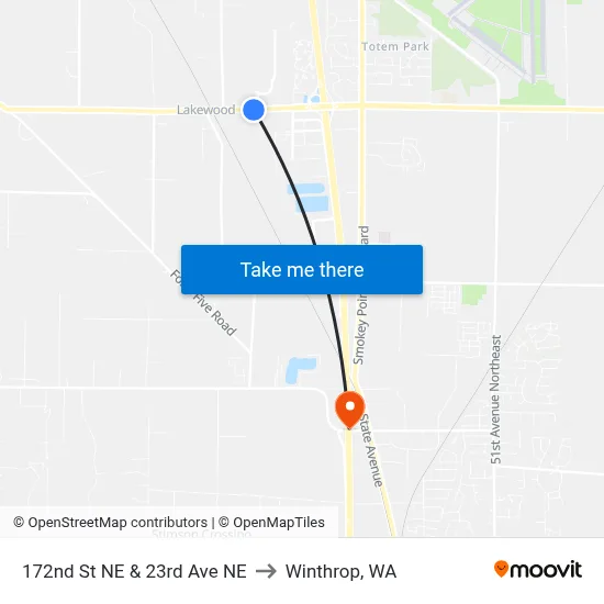 172nd St NE & 23rd Ave NE to Winthrop, WA map