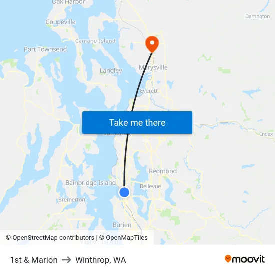 1st & Marion to Winthrop, WA map