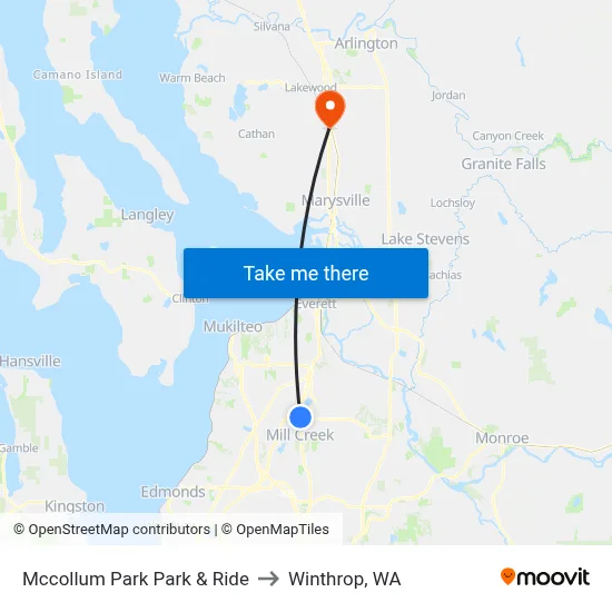 Mccollum Park Park & Ride to Winthrop, WA map