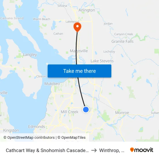 Cathcart Way & Snohomish Cascade Dr to Winthrop, WA map
