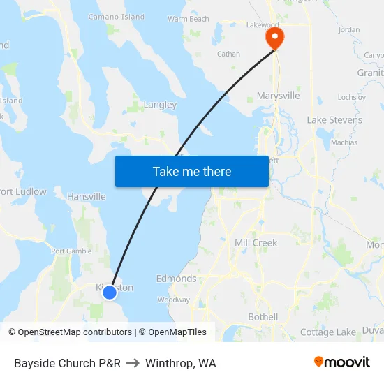 Bayside Church P&R to Winthrop, WA map