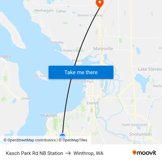 Kasch Park Rd NB Station to Winthrop, WA map