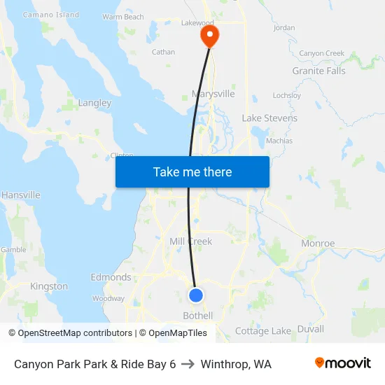 Canyon Park Park & Ride Bay 6 to Winthrop, WA map