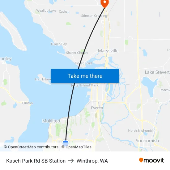 Kasch Park Rd SB Station to Winthrop, WA map