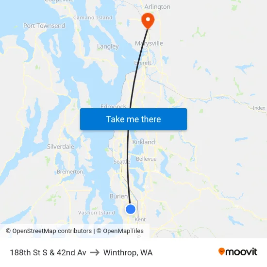 188th St S & 42nd Av to Winthrop, WA map