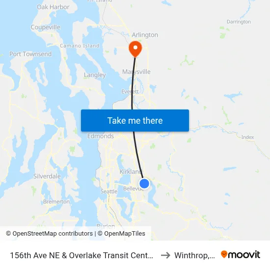 156th Ave NE & Overlake Transit Center - Bay 7 to Winthrop, WA map