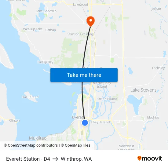 Everett Station - D4 to Winthrop, WA map