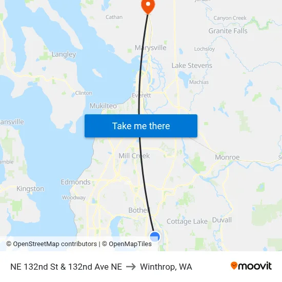 NE 132nd St & 132nd Ave NE to Winthrop, WA map