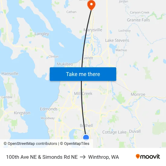 100th Ave NE & Simonds Rd NE to Winthrop, WA map