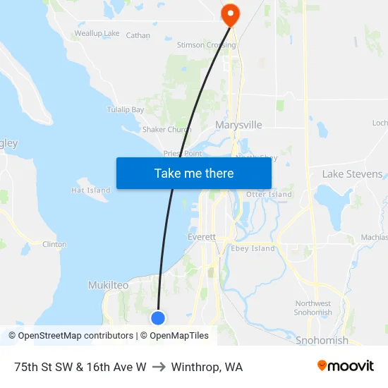 75th St SW & 16th Ave W to Winthrop, WA map