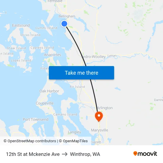 12th St at Mckenzie Ave to Winthrop, WA map