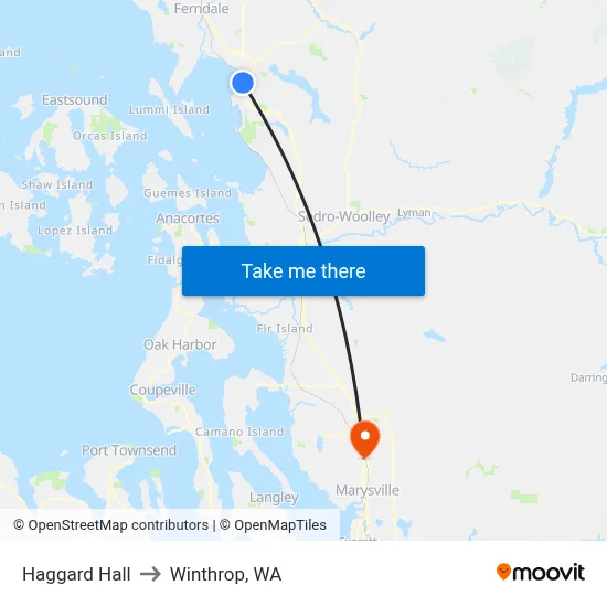 Haggard Hall to Winthrop, WA map