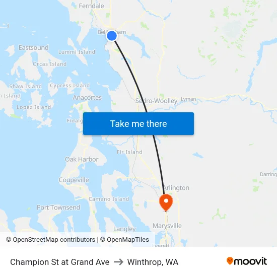 Champion St at Grand Ave to Winthrop, WA map