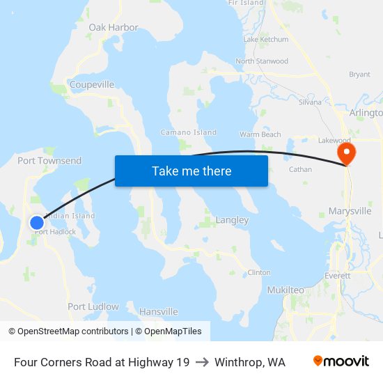 Four Corners Road at Highway 19 to Winthrop, WA map