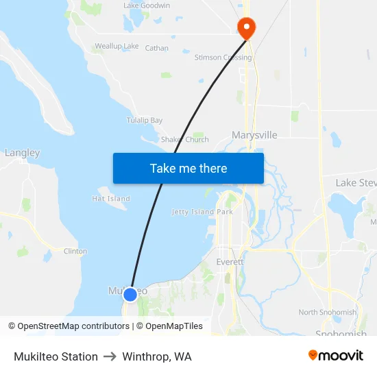 Mukilteo Station to Winthrop, WA map