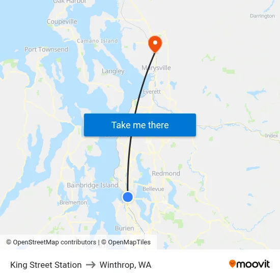 King Street Station to Winthrop, WA map