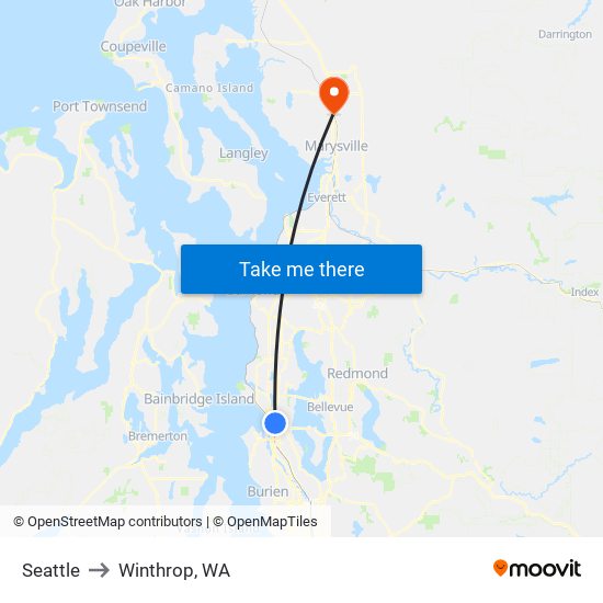 Seattle to Winthrop, WA map