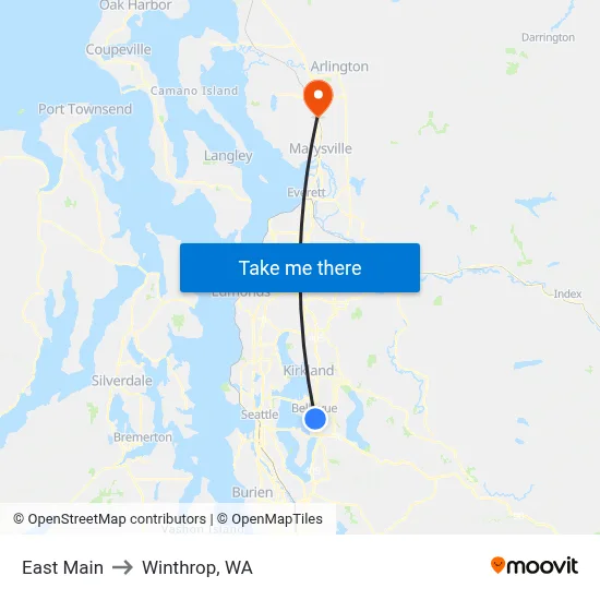 East Main to Winthrop, WA map