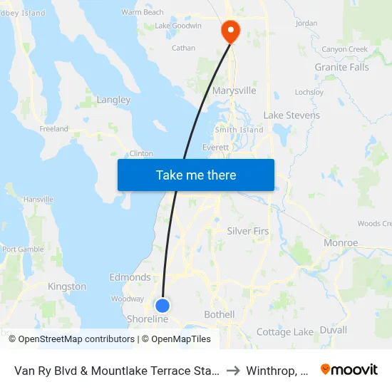 Van Ry Blvd & Terrace Station to Winthrop, WA map