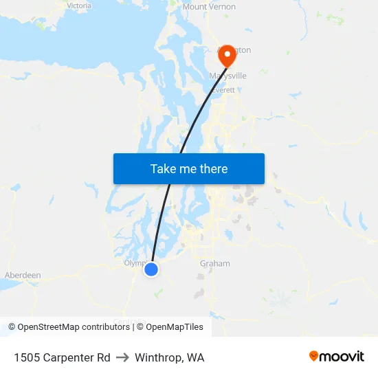 1505 Carpenter Rd to Winthrop, WA map