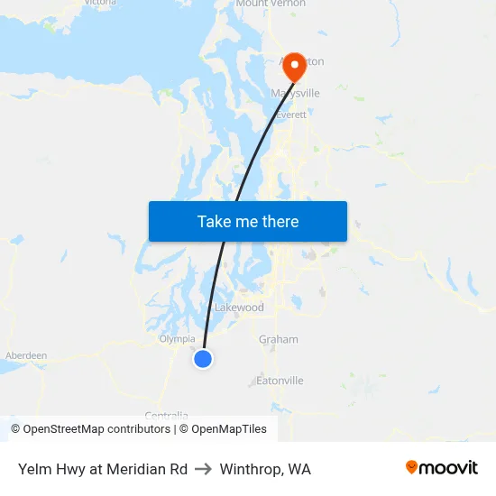 Yelm Hwy at Meridian Rd to Winthrop, WA map