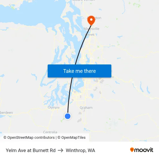 Yelm Ave at Burnett Rd to Winthrop, WA map