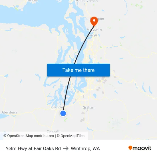 Yelm Hwy at Fair Oaks Rd to Winthrop, WA map