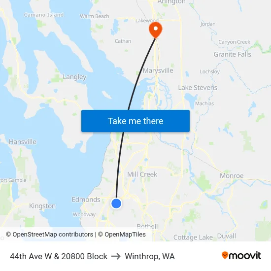 44th Ave W & 20800 Block to Winthrop, WA map