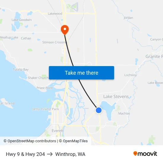 Hwy 9 & Hwy 204 to Winthrop, WA map