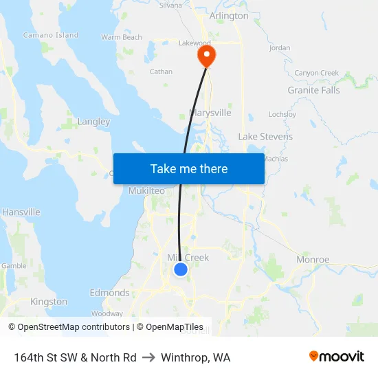 164th St SW & North Rd to Winthrop, WA map